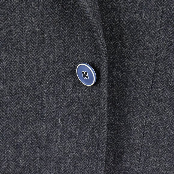 Bellissimo Blazer mens 46R Blue Herringbone Tweed Elbow Pads Two Button Vented - Picture 4 of 14